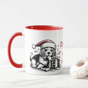 Mug Naughty Helper Beagle Cadeaux de Noël personnalisé