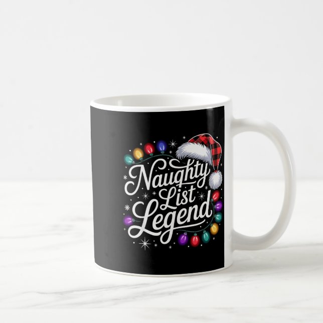 Mug Naughty List Legend Xmas Lights Buffalo Plaid Red  (Droite)