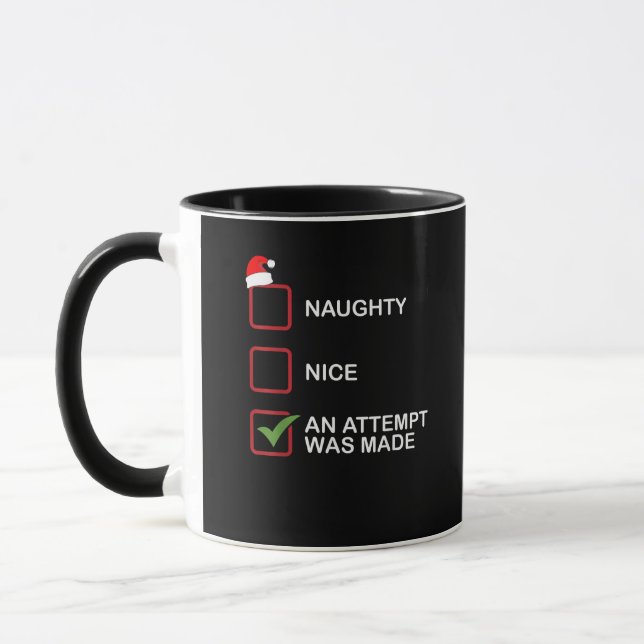 Mug Naughty Nice Attempt Made Funny Christmas List (Gauche)
