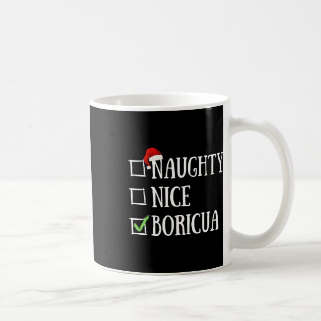 Mug Naughty Nice Boricua Funny Porto Rico Santa Hat C (Droite)