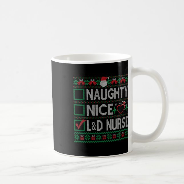 Mug Naughty Nice Travail Et Livraison Infirmière Noël  (Droite)
