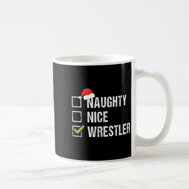 Mug Naughty Nice Wrestler Shirt Wrestling Santa Christ (Droite)
