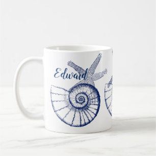 Mug Nautilus Coquille et Starfish Marine Life Personna