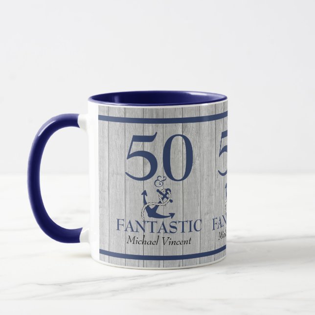 Mug Nautique Anniversaire 50 et Fantastic Marine Blue  (Gauche)
