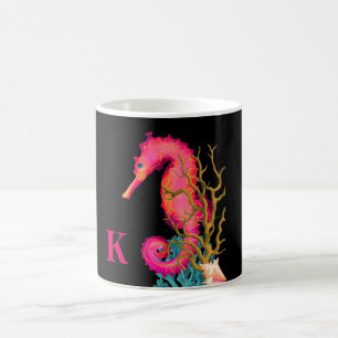 Mug Nautique Marine Seahorse rose noir chic