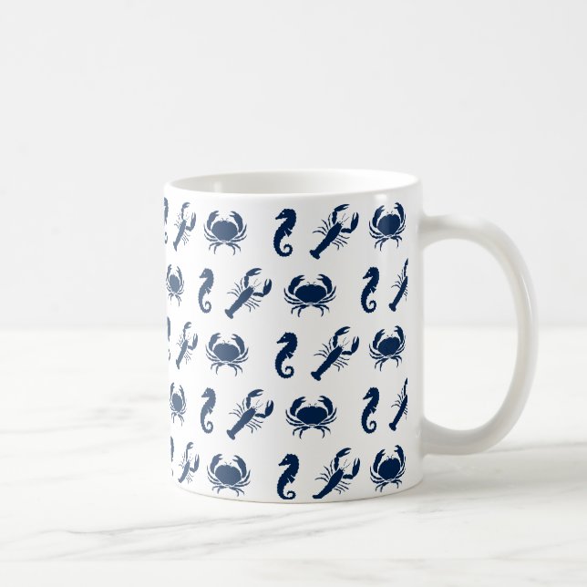 Mug Nautique Sea Animaux motifs homard crabe hippocamp (Droite)