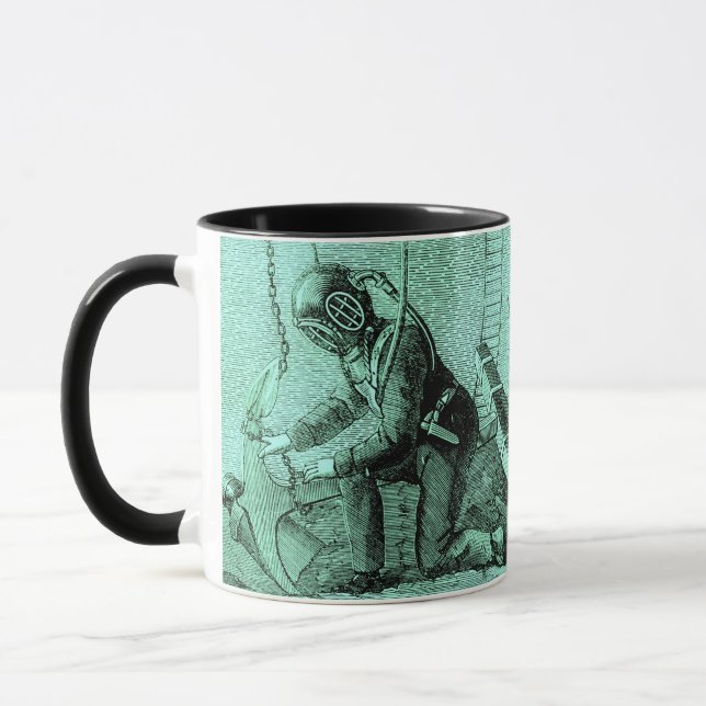 Mug Nautique Vintage - Plongeur en mer profonde (Gauche)