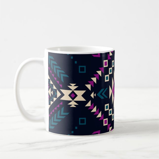Mug Navajo tribal foncé, géométrique vintage. (Gauche)