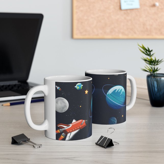 Mug Navette Spatiale Mignonne (Outer Space Galaxy White 11oz Coffee Mug)