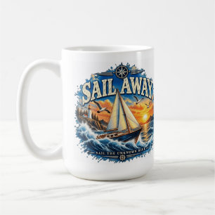 Mug Naviguez Loin Naviguez l'Inconnu Bleu Nautical