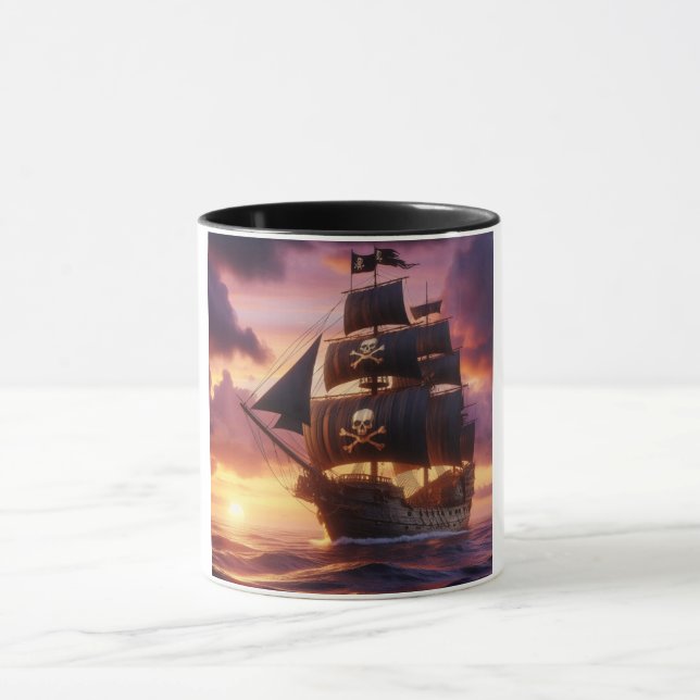 Mug Navire pirate au lever/coucher du soleil (Centre)