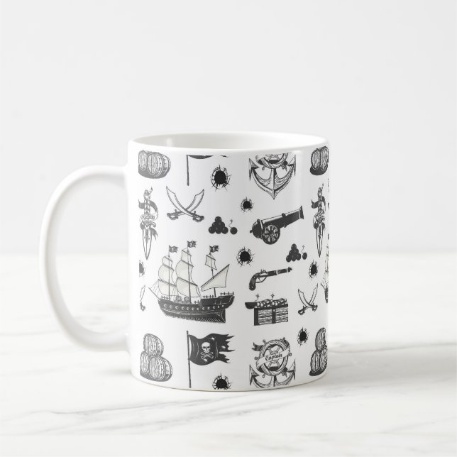 Mug Navires, Canons, épées et vin Pirate Thème (Gauche)