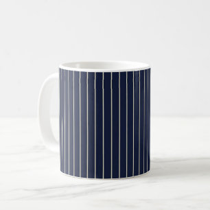 Mug Navy Blue Classique Rayures Ivory Mince