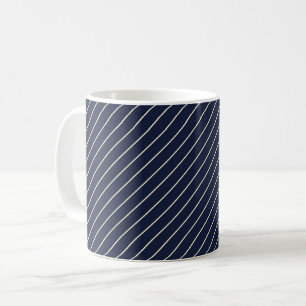 Mug Navy Blue Classique Rayures Ivory Mince