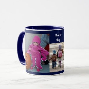 Mug Navy Blue Personnalisez 3 MODÈLES PHOTO Cadeau Caf