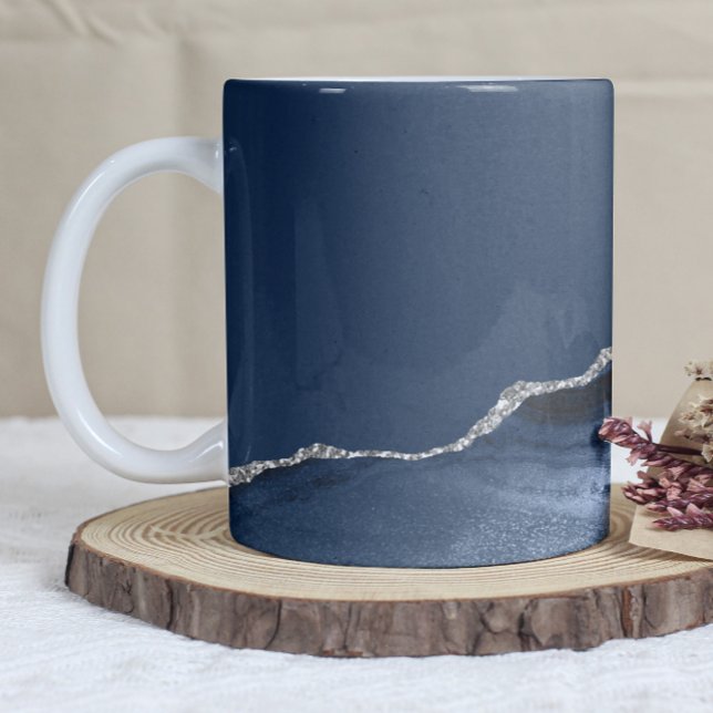 Mug Navy Blue Silver Agate (Créateur téléchargé)