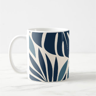 Mug Navy Blue Tropical Leaf Silhouette