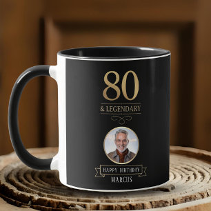 Mug Navy élégant et or 80e anniversaire légendaire