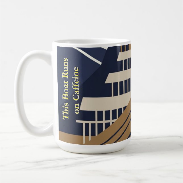 Mug Navy Gold Geometric Maritime Ocean Liner Art Deco (Gauche)