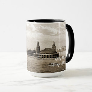 Mug Navy Pier Chicago 1920 Aquarelle SEPIA ART