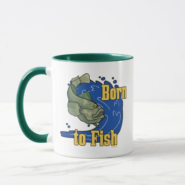 Mug Né à Fish Fishing TShirt (Gauche)