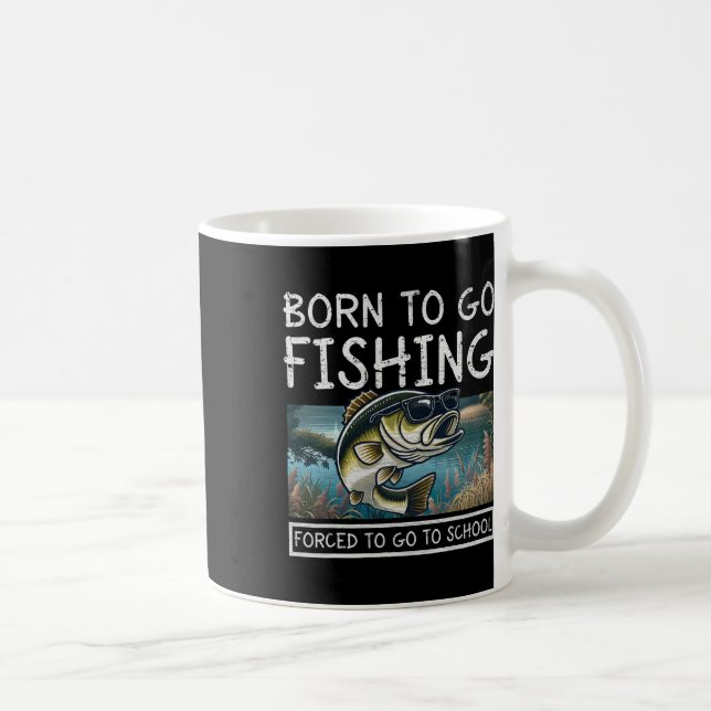 Mug Né À Poisson Obligé D'Aller À L'École Pêche Drôle (Droite)