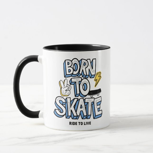 Mug Né à Skate Ride pour vivre (Gauche)