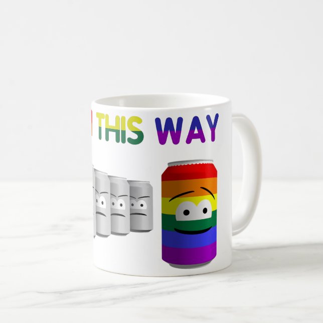 Mug Né ainsi LGBT Rainbow Stripe (Devant droit)