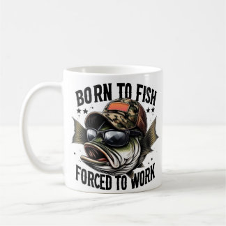 Mug "Né au poisson, forcé au travail - Pêche humoristi