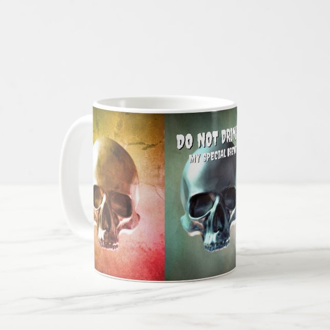 Mug Ne Bois Pas ! Mon Bras Spécial. OEuvre crâne (Devant gauche)