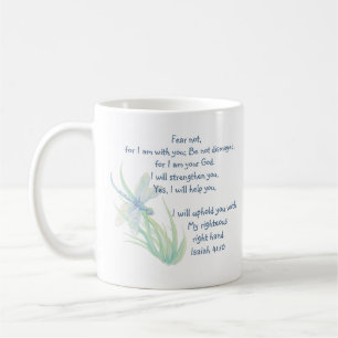 Mug Ne craignez pas, Écriture Isaïe libellule Bleu, Ve