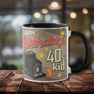Mug Né dans les années 40 Anniversaire Mug-Vintage Déc