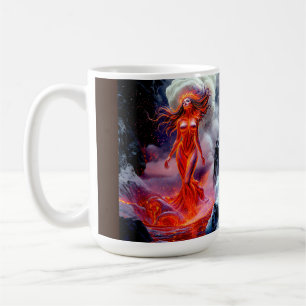 Mug "Né de l'enfer" - Portrait de femme volcanique