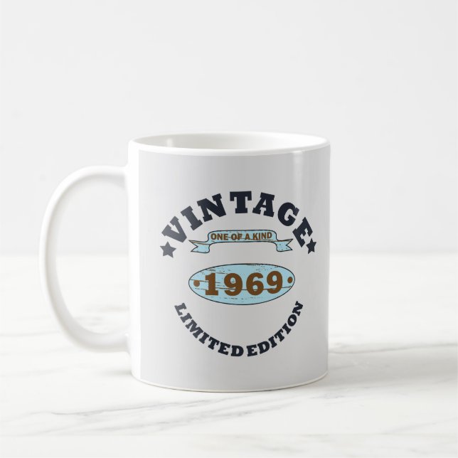 Mug Né en 1969 cadeau d'anniversaire vintage (Gauche)