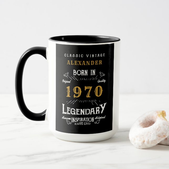 Mug Né en 1970 Légende (Avec donut)