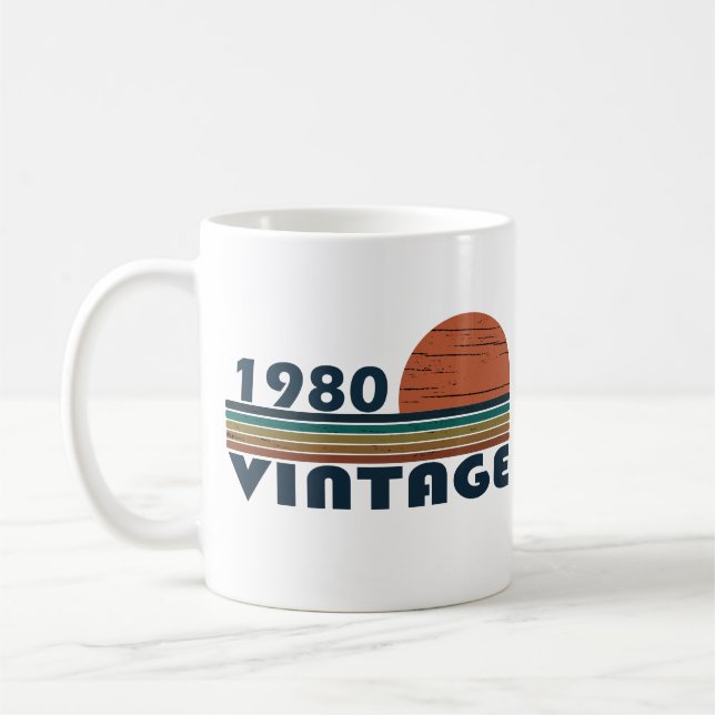 Mug Né en 1980 cadeau d'anniversaire vintage (Gauche)