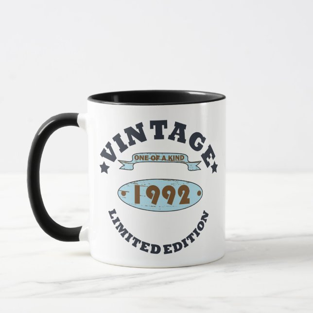 Mug né en 1992 cadeau d'anniversaire vintage (Gauche)
