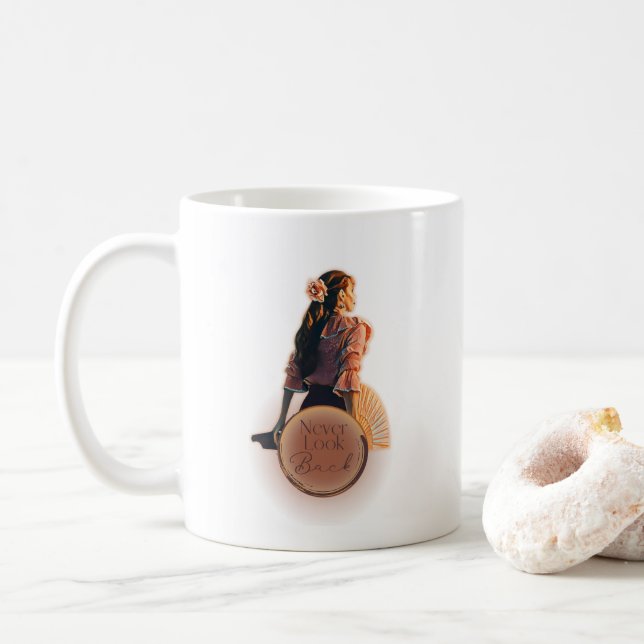 Mug Ne jamais regarder en arrière blanc (Avec donut)