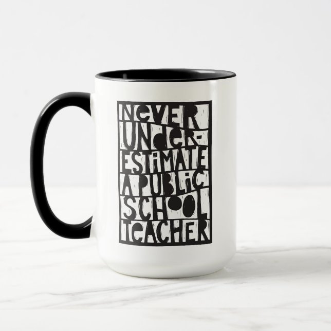 Mug Ne jamais sous-estimer le Linocut des enseignants  (Gauche)