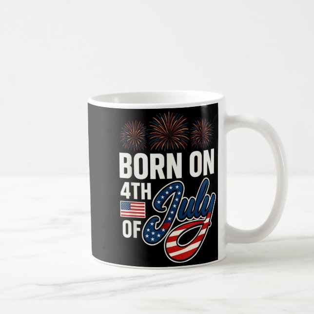 Mug Né le 4 juillet 4 juillet Anniversaire (Droite)