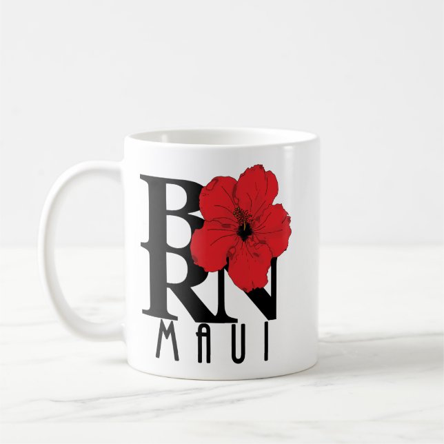 Mug NÉ Maui Hibiscus rouge 11oz (Gauche)