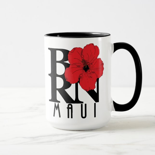 Mug NÉ Maui Hibiscus rouge 15oz (Droite)