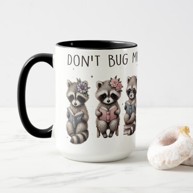 Mug Ne me bug pas Raccoon Book Club Café (Avec donut)