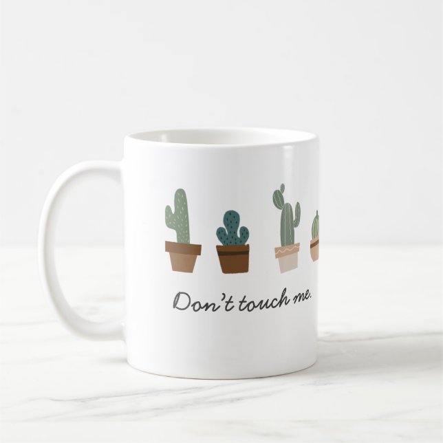 Mug Ne me touchez pas Pun Cactus dans un pot (Gauche)
