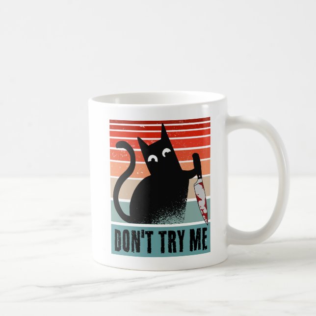 Mug Ne m'essayez pas, Moody Cat avec un couteau Invita (Droite)