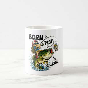 Mug Né pour aller à la pêche forcé d'aller à l'école