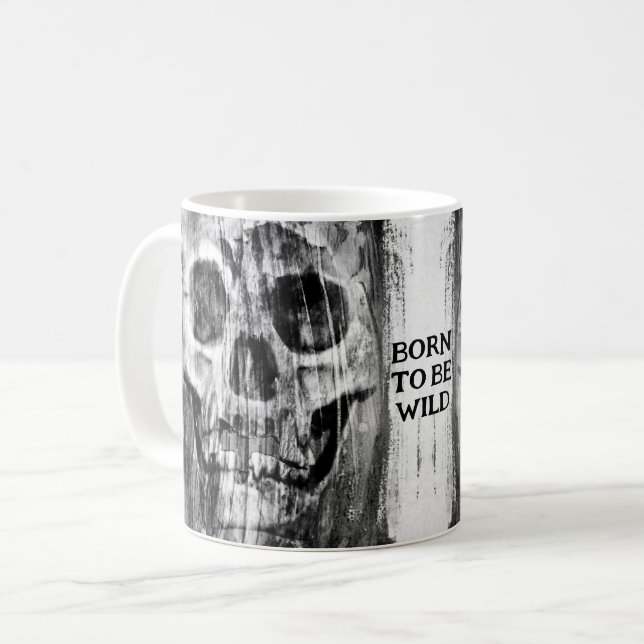 Mug Né pour être Sauvage. Usagé (Devant gauche)