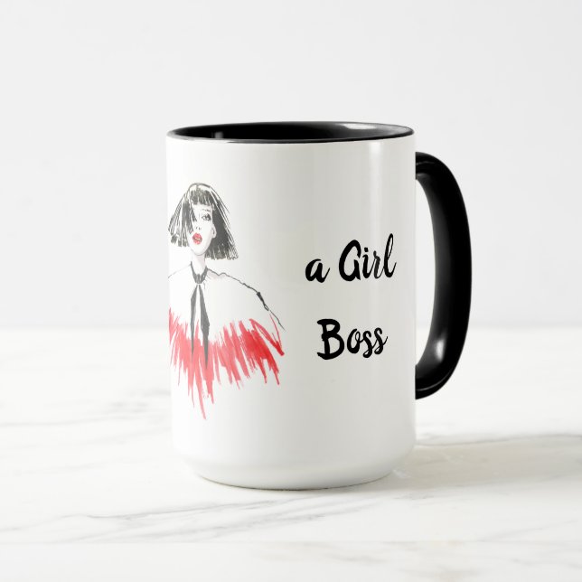 Mug Né pour être une fille Boss Red Ringer 15oz (Devant droit)