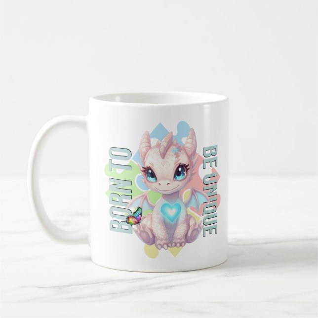 Mug Né pour être unique - Dessin de dragon - Sensibili (Gauche)