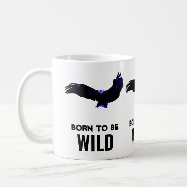 Mug Né Pour Être Wild Bald Eagle Motivationnel Art (Gauche)